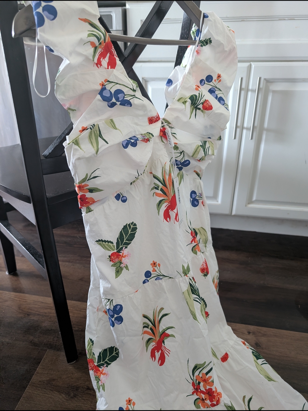 Petal & Pup White Maxi Dress with Red, Blue & Green Floral Print - Picture 3 of 14